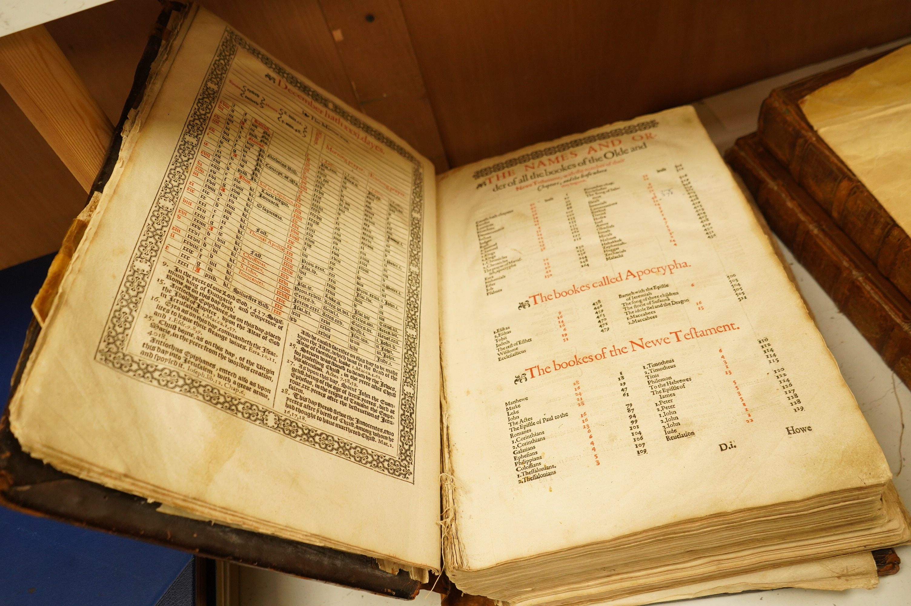 Bible - A Sixteenth Century Elizabethan Geneva version, printed in black letter. [The Bible. Translated according to the Ebrew and Greeke ...With most profitable Annotations ...] i.e. lacks general title, otherwise compl